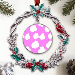 Purple Clouds Metal X mas Wreath Holly Leaf Ornament