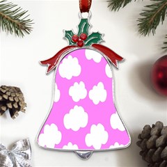 Purple Clouds Metal Holly Leaf Bell Ornament