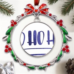 Ho Ho Ho! Christmas Minimalist Metal X mas Wreath Ribbon Ornament