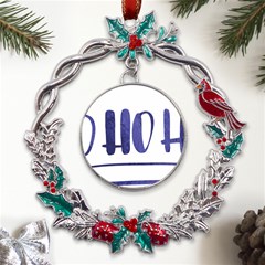 Ho Ho Ho! Christmas Minimalist Metal X mas Wreath Holly Leaf Ornament