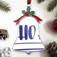 Ho Ho Ho! Christmas Minimalist Metal Holly Leaf Bell Ornament