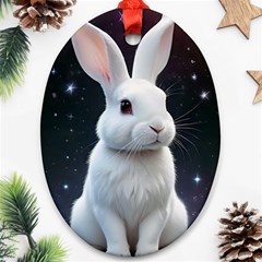 White Bunny Oval Ornament (two Sides)