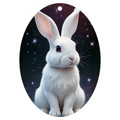 White Bunny Uv Print Acrylic Ornament Oval