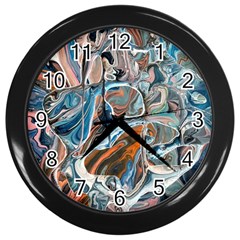 Blue Islands Wall Clock (black) by kaleidomarblingart