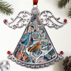 Blue Islands Metal Angel With Crystal Ornament by kaleidomarblingart