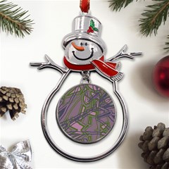 Vibrant Collage Vibes Print Metal Snowman Ornament by dflcprintsclothing