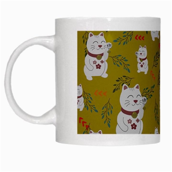 Super Lucky Cat White Mug