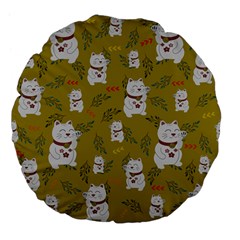 Super Lucky Cat Large 18  Premium Flano Round Cushions