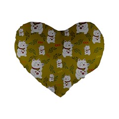 Super Lucky Cat Standard 16  Premium Flano Heart Shape Cushions