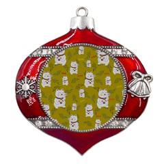 Super Lucky Cat Metal Snowflake And Bell Red Ornament by GeekLover