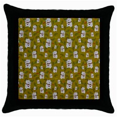 Super Lucky Cat Scaled Throw Pillow Case (black) by GeekLover