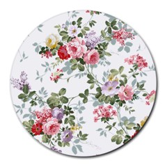 Floral Elements Peony Chinese Rose Round Mousepad