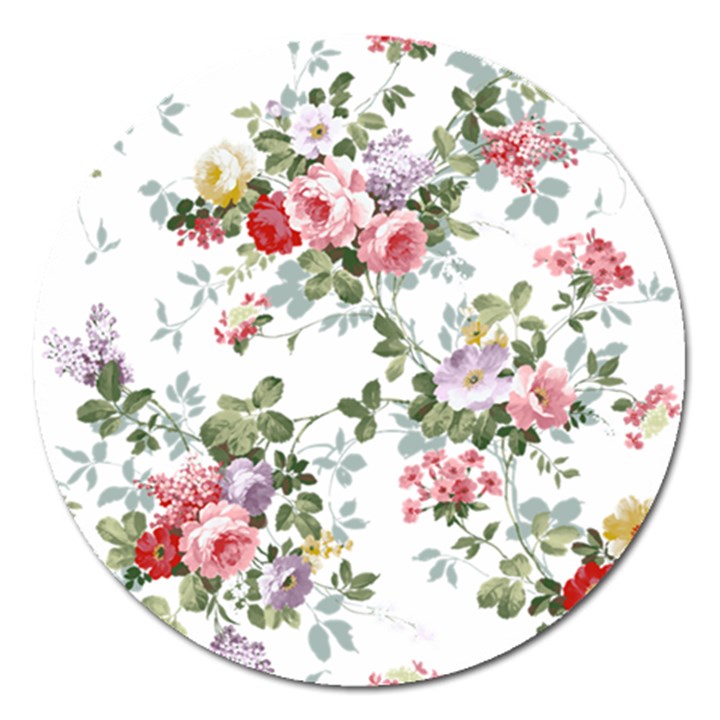 Floral Elements Peony Chinese Rose Magnet 5  (Round)