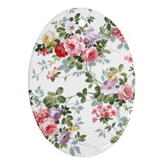 Floral Elements Peony Chinese Rose Oval Ornament (two Sides)