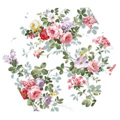 Floral Elements Peony Chinese Rose Wooden Puzzle Hexagon