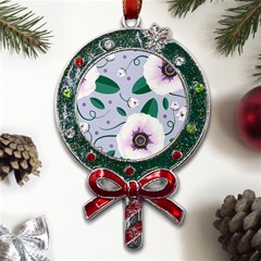 Flowers Petals Blossom Flora Metal X mas Lollipop With Crystal Ornament by Apenda