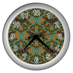 Day Of The Death Moth Wall Clock (silver) by GeekLover