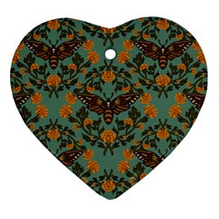 Day Of The Death Moth Heart Ornament (two Sides)