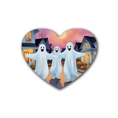 Friendly Ghosts Rubber Heart Coaster (4 Pack)