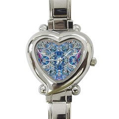 Blue Pour Blend  Heart Italian Charm Watch by kaleidomarblingart