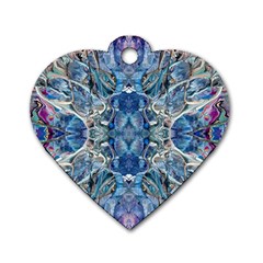 Blue Pour Blend  Dog Tag Heart (two Sides) by kaleidomarblingart