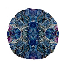 Blue Pour Blend  Standard 15  Premium Round Cushions by kaleidomarblingart