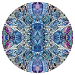 Blue Pour Blend  Round Trivet by kaleidomarblingart