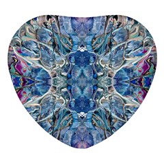 Blue Pour Blend  Heart Glass Fridge Magnet (4 Pack) by kaleidomarblingart