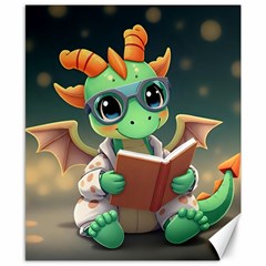 Baby Dragon Reading A Book Canvas 8  X 10 