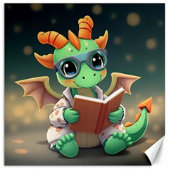 Baby Dragon Reading A Book Canvas 12  X 12 