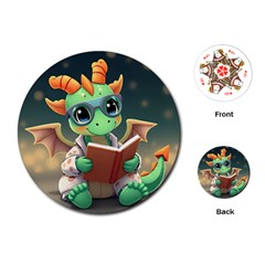 Baby Dragon Reading A Book Playing Cards Single Design (round) by AIDreaming