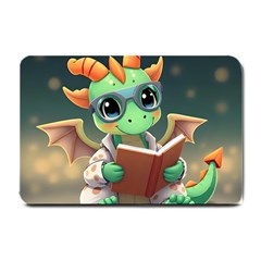 Baby Dragon Reading A Book Small Doormat by AIDreaming