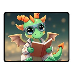 Baby Dragon Reading A Book Two Sides Fleece Blanket (small) by AIDreaming