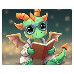 Baby Dragon Reading A Book Two Sides Premium Plush Fleece Blanket (teen Size)