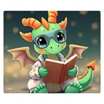 Baby dragon reading a book Premium Plush Fleece Blanket (Small) 50 x40  Blanket Front