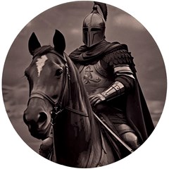 Knight On Horseback Uv Print Round Tile Coaster by AIDreaming