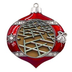 Expression Of Structure Metal Snowflake And Bell Red Ornament