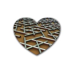 0118 F Expression Of Structure Large Rubber Heart Coaster (4 Pack)