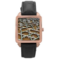 Expression Of Structure Rose Gold Leather Watch 