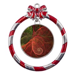  Falupadupe Metal Red Ribbon Round Ornament by geonetique