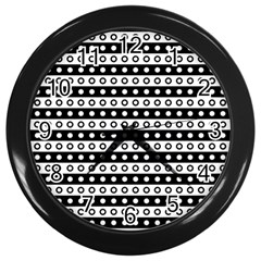 Black And White Circles Pattern Wall Clock (black)