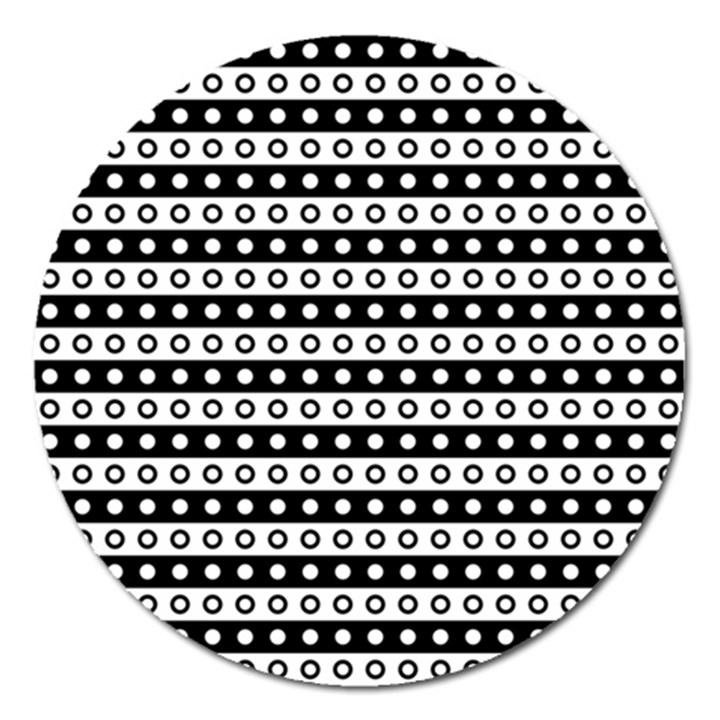 Black And White Circles Pattern Magnet 5  (Round)