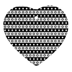 Black And White Circles Pattern Heart Ornament (two Sides)