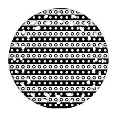 Black And White Circles Pattern Round Filigree Ornament (two Sides)