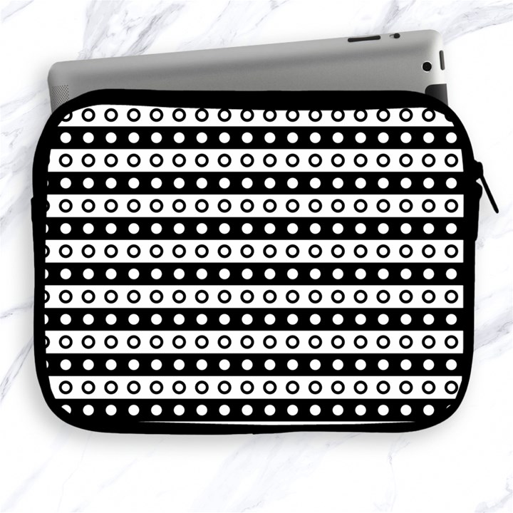 Black And White Circles Pattern Apple iPad 2/3/4 Zipper Cases