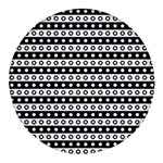 Black And White Circles Pattern Round Glass Fridge Magnet (4 pack) Front