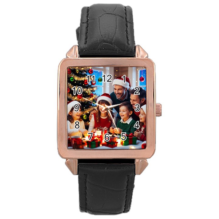 The Christmas Collection Rose Gold Leather Watch 