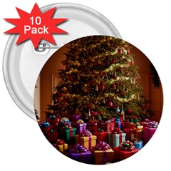 Merry Christmas 3  Buttons (10 Pack) 