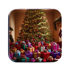 Merry Christmas Square Metal Box (black)