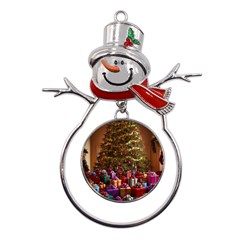 Merry Christmas Metal Snowman Ornament by favoritechios